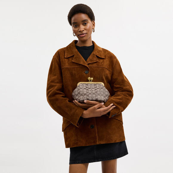 Coach Kisslock Frame Bag 16 In Crystal Signature Jacquard-NWOT - Picture 8 of 14